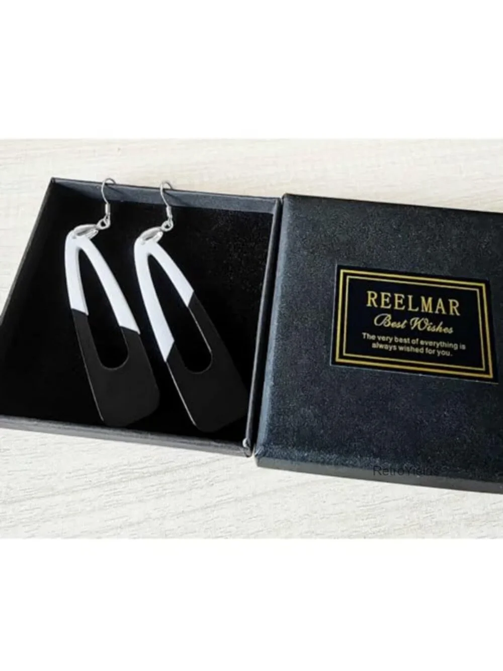 Acrylic Dangle Earrings Women Trendy Long Water Drop Two Tone Geometric